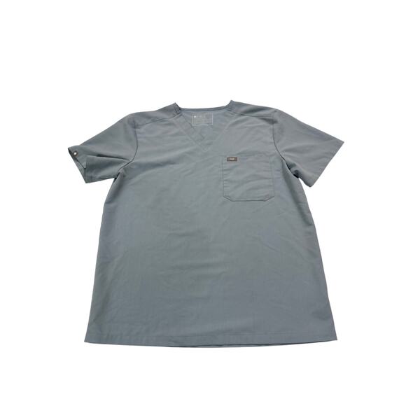 Figs Mens Large Leon Cargo Scrub Top Blue Gray Pocket Uniform Career Utility - Picture 1 of 9